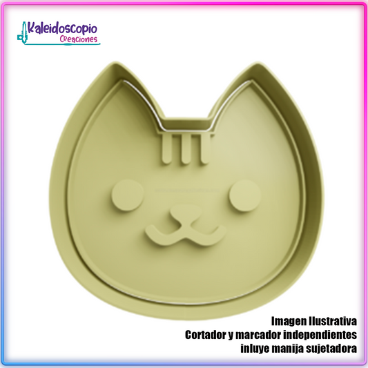 Gato Cabeza Cute - Cortador de Galletas y Fondant