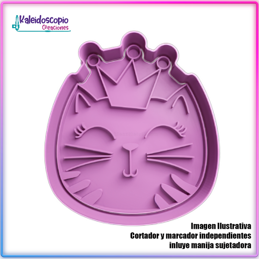 Cabeza de Gato con Corona - Cortador de Galletas y Fondant