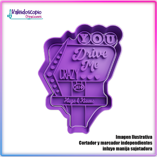 Cartel Auto Cine San Valentin - Cortador de Galletas y Fondant