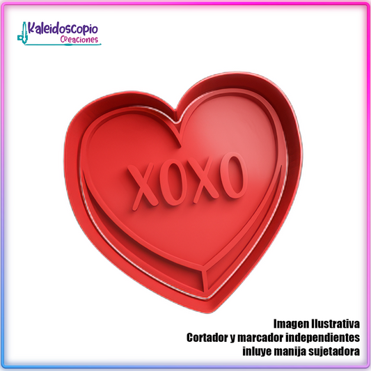 Corazon XOXO San Valentin - Cortador de Galletas y Fondant