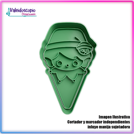 Duende de Navidad Pizza - Cortador de Galletas y Fondant