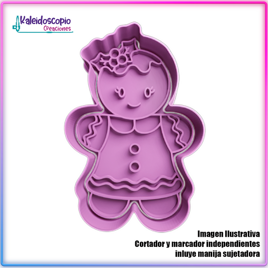 Niña Galleta de Jengibre Elegante - Cortador de Galletas y Fondant