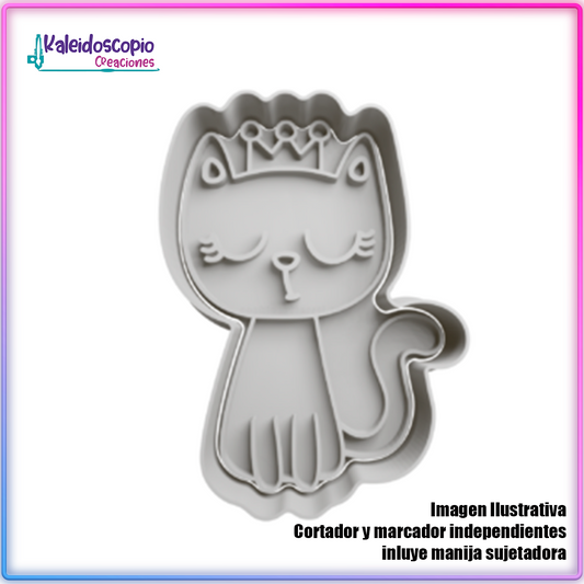 Gato con Corona - Cortador de Galletas y Fondant