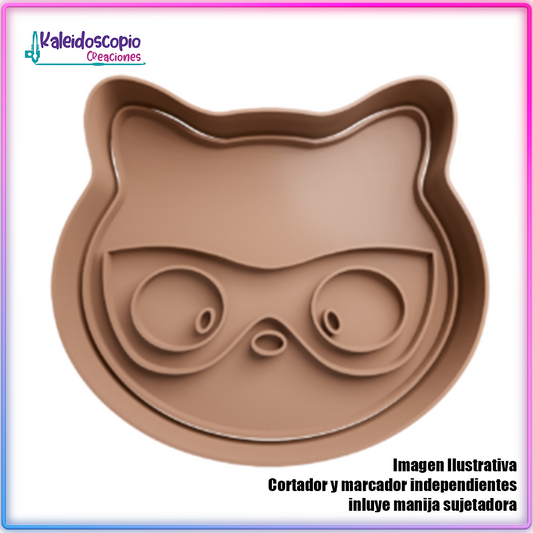 Gato con Lentes - Cortador de Galletas y Fondant
