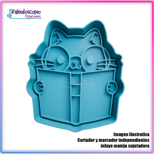 Gatito estudioso - Cortador para galletas y fondant