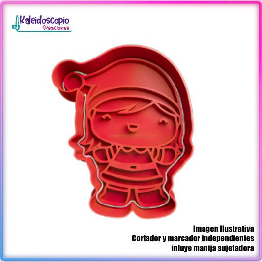 Niña con disfraz de Santa Claus - Cortador de Galletas y Fondant