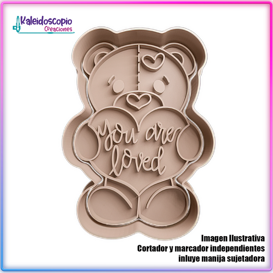 Oso con Cartel Tu eres mi amor San Valentin - Cortador de Galletas y Fondant