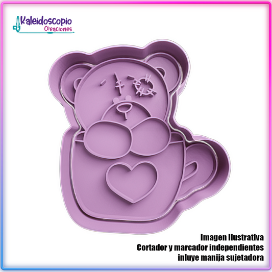 Oso con Taza de Coazon San Valentin - Cortador de Galletas y Fondant