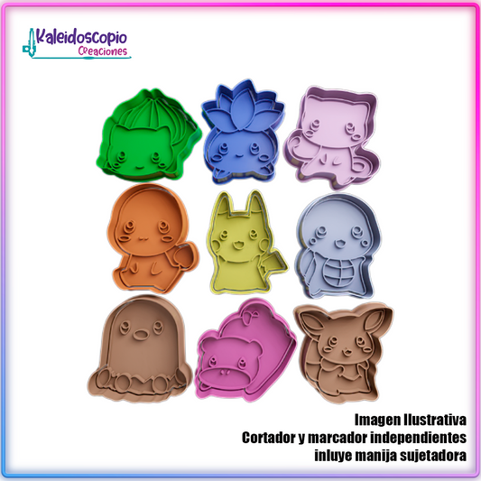 Pack Chibi Pokemon - Cortador de Galletas y Fondant