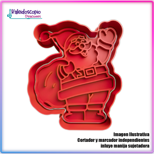 Papa Noel Saludando - Cortador de Galletas y Fondant