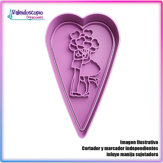 Pareja en Corazon San Valentin - Cortador de Galletas y Fondant
