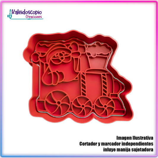 Santa Claus en Tren de Navidad - Cortador de Galletas y Fondant
