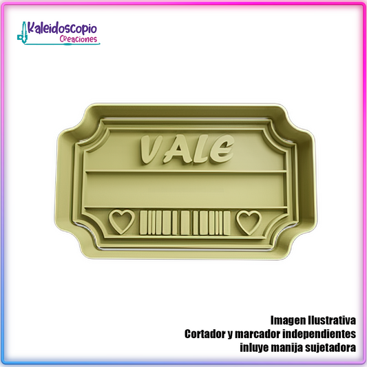 Vale Ticket San Valentin - Cortador de Galletas y Fondant