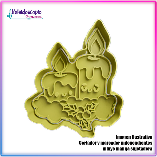 Velas con Muerdago de Navidad - Cortador de Galletas y Fondant