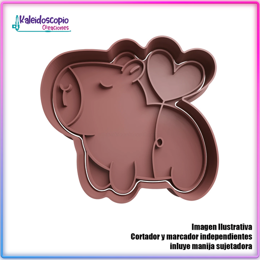 Capibara con Globo de Corazon Cortador para galletas