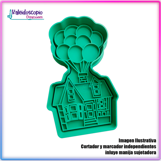 Casa con globos - Cortador padíagalletas y fondant