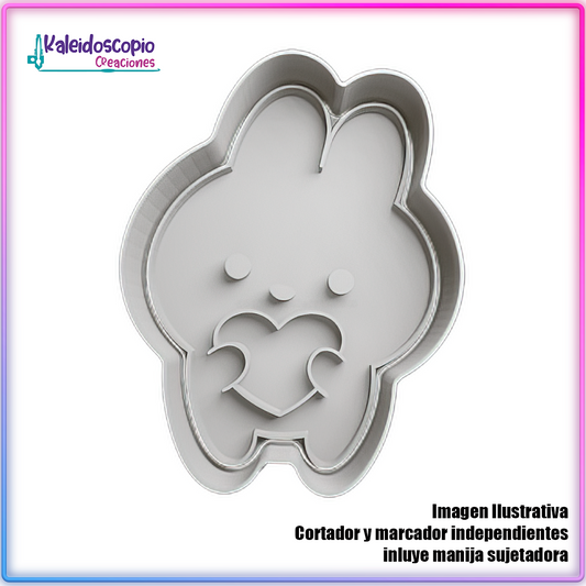 Conejo con Corazon San Valentin - Cortador de Galletas y Fondant