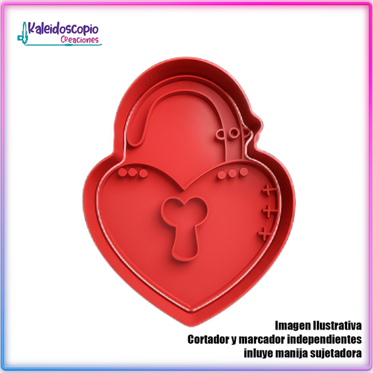 Corazon Candado 2 San Valentin - Cortador de Galletas y Fondant