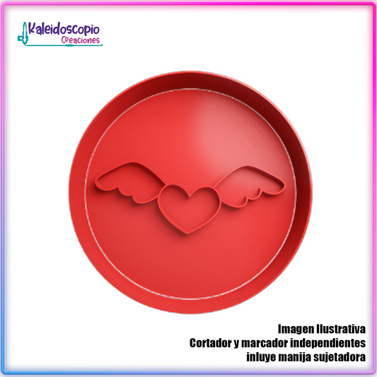 Corazon con Alado 2 San Valentin - Cortador de Galletas y Fondant
