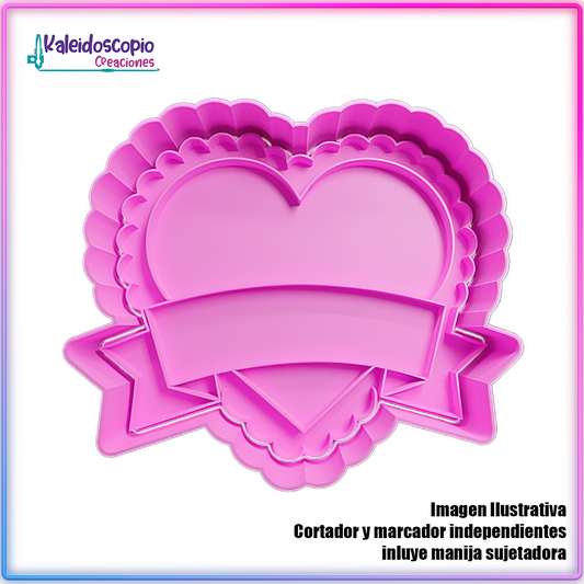 Corazon Rosa con Cartel San Valentin - Cortador de Galletas y Fondant