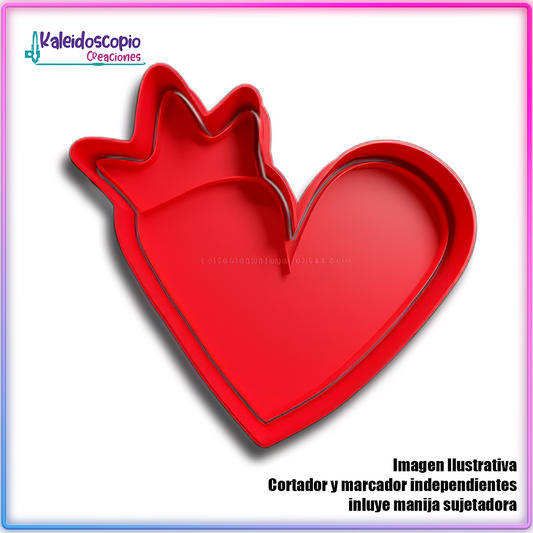 Corazon con Corona San Valentin - Cortador de Galletas y Fondant