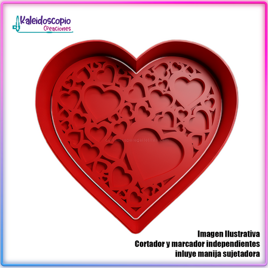Corazon Relleno de Corazones San Valentin - Cortador de Galletas y Fondant
