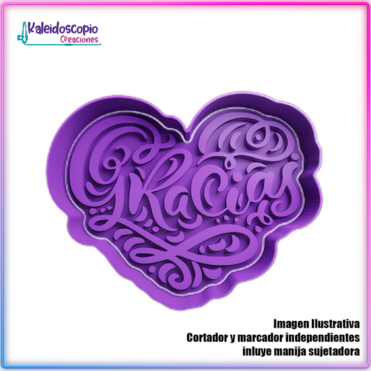 Corazon con Mensaje Gracias San Valentin - Cortador de Galletas y Fondant