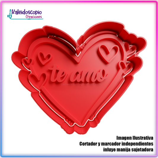 Coazon con Mensaje Te amo San Valentin - Cortador de Galletas y Fondant