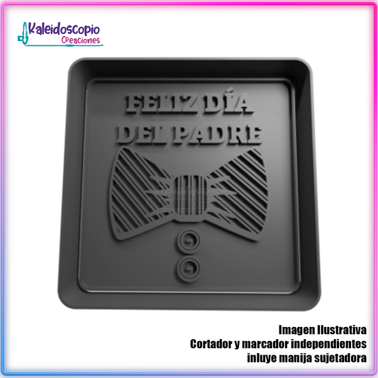 Feliz dia del padre con moño Cortador para galletas y fondant