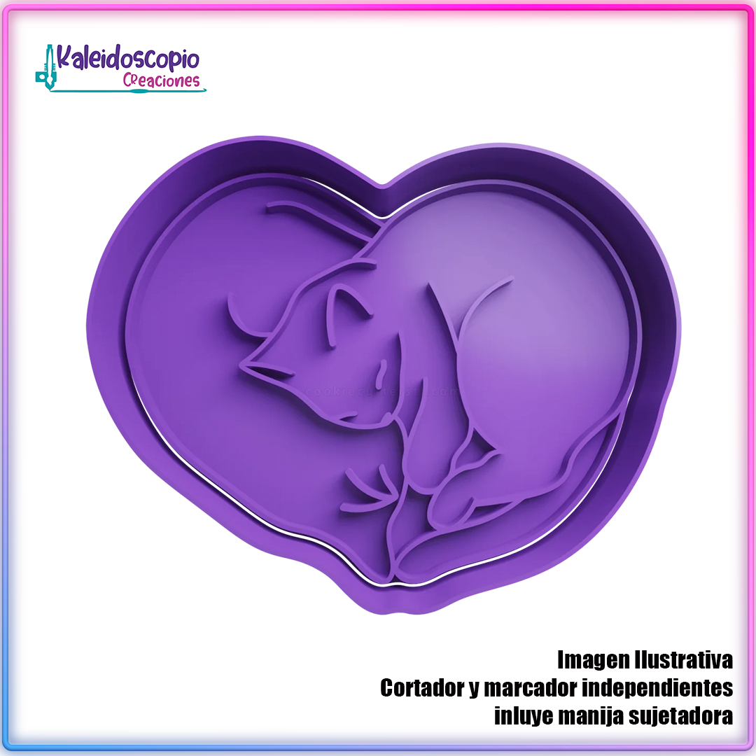 Gato Corazon Cortador para galletas Gato Corazon Cortador para galletas