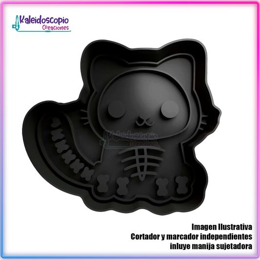 Gatito esqueleto - Cortador para galletas y fondant