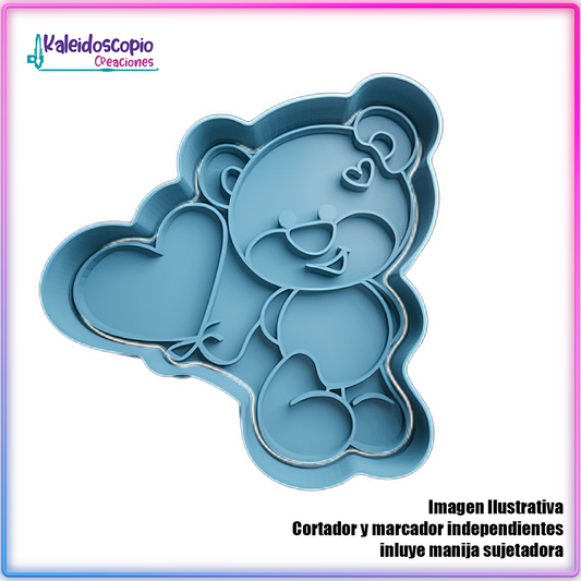 Oso con Globo en froma de Corazon San Valentin - Cortador de Galletas y Fondant