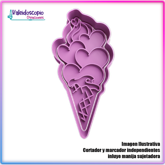 Helado de Corazones San Valentin - Cortador de Galletas y Fondant