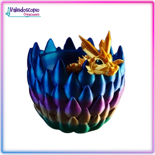 Huevo con Dragon de Cristal Multicolor - Flexy