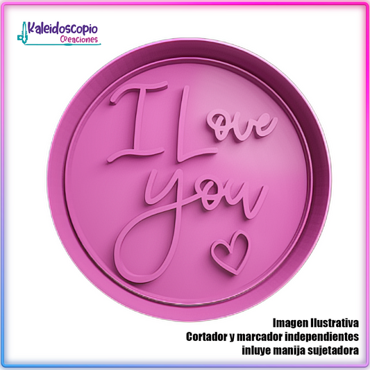 I Love You en Cursiva San Valentin - Cortador de Galletas y Fondant