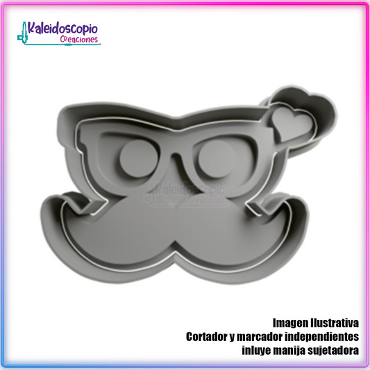Lentes con bigote Cortador para galletas y fondant