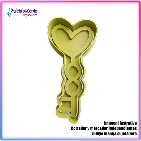 Llave con Corazon Infinito San Valentin - Cortador de Galletas y Fondant