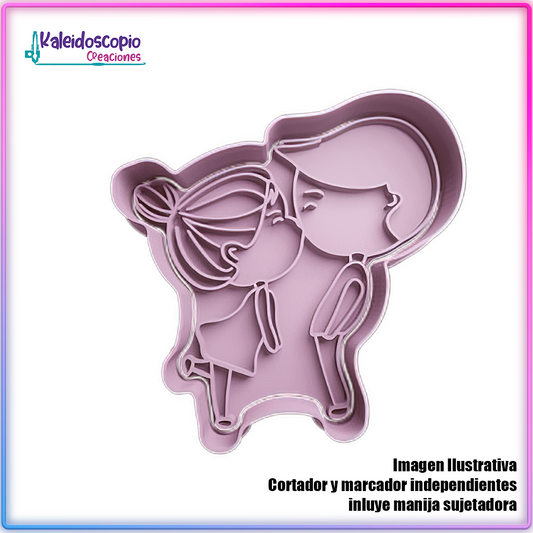 Pareja Besandose San Valentin - Cortador de Galletas y Fondant