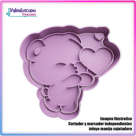 Oso Mandando Besos San Valentin - Cortador de Galletas y Fondant