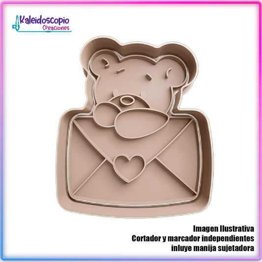 Oso con Carta de Amor San Valentin - Cortador de Galletas y Fondant