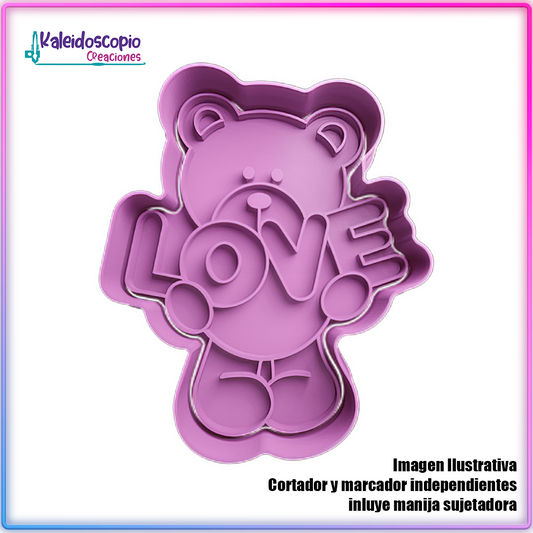 Oso con Cartel de Love San Valentin - Cortador de Galletas y Fondant