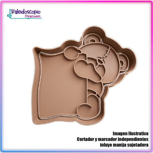 Oso con Cartel 3 San Valentin - Cortador de Galletas y Fondant