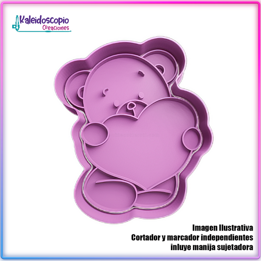 Oso Sosteniendo Corazon San Valentin - Cortador de Galletas y Fondant