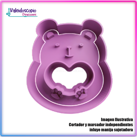 Oso con Corazon en el pecho San Valentin - Cortador de Galletas y Fondant
