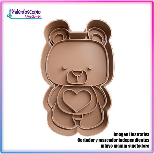 Oso con Corazon en el Pecho San Valentin - Cortador de Galletas y Fondant