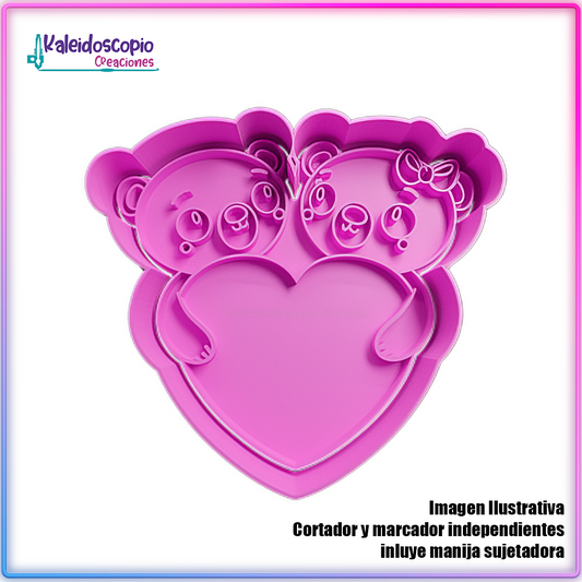 Osos Enamorados San Valentin - Cortador de Galletas y Fondant