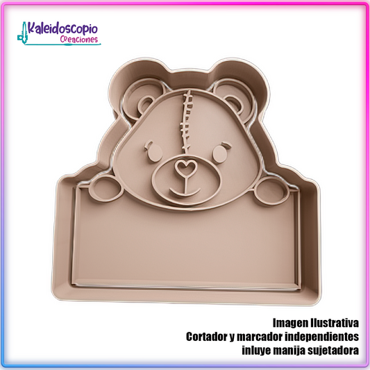 Oso con Cartel 1 San Valentin - Cortador de Galletas y Fondant