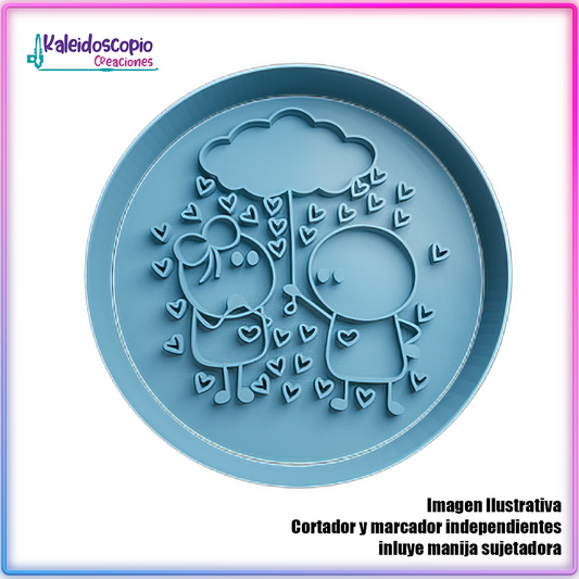 Pareja Enamorados Bajo la Lluvia San Valentin - Cortador de Galletas y Fondant