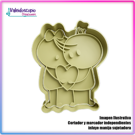 Pareja Sosteniendo Corazon San Valentin - Cortador de Galletas y Fondant