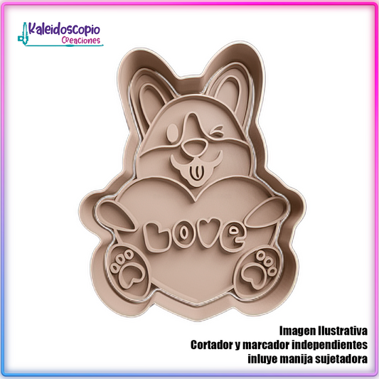 Perro Abrazando un Corazon San Valentin - Cortador de Galletas y Fondant